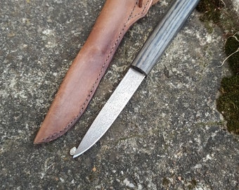 Couteau viking/slave moyen fait à la main avec fourreau en cuir