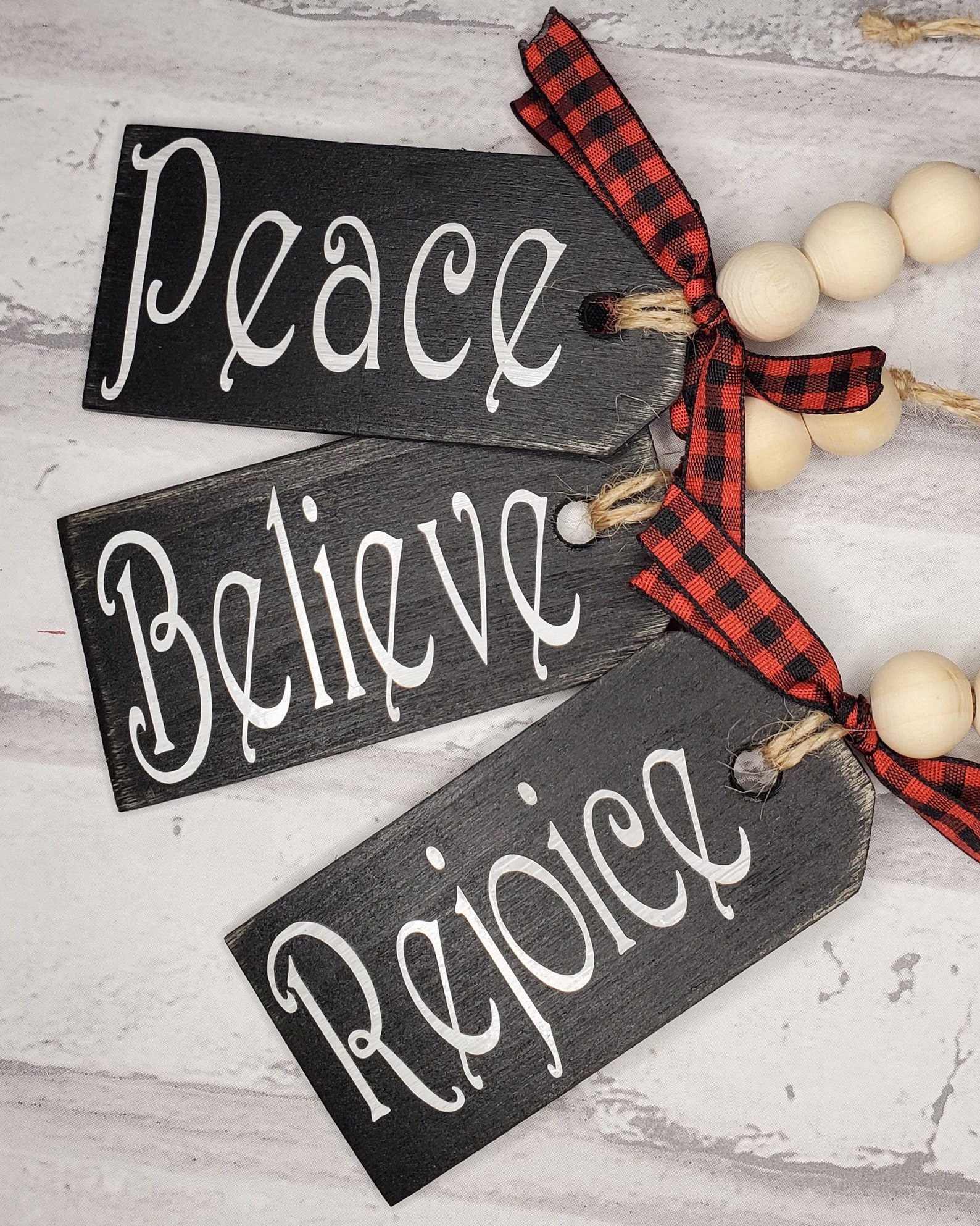 Wooden Tag Christmas Ornament Set of 3 Etsy