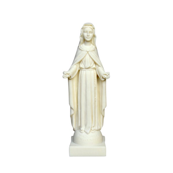 Italian Religious 'Madonna Delle Rose' Statue - Ivorine Madonna Figurine - by FARO - Made in Italy - (6 inch / 15.5 cm).