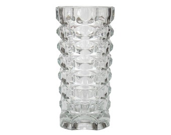 French 1970s "Windsor" Modern Glass Vase - by Luminarc - France - Marked - (9.75 inch / 24.5 cm)