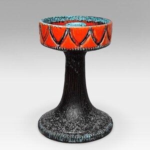1988 Italian Modern Ceramic Relief Candle Holder - Made in Italy - 1980s - (7 inch / 17.7 cm)