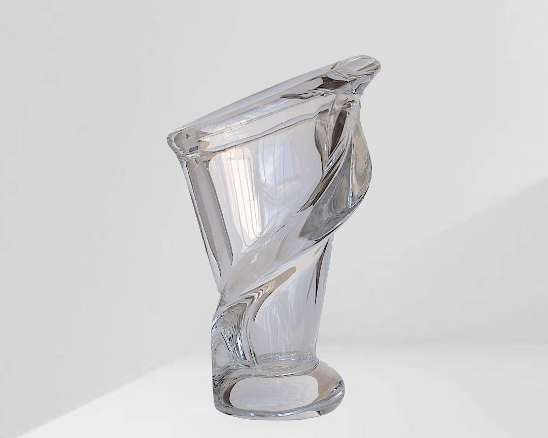 ◆CRISTAL de SERVES FRANCE クリスタル花瓶 フランス製◆ Marked Cristal De Sevres Crystal France Footed Vase 9-1/4