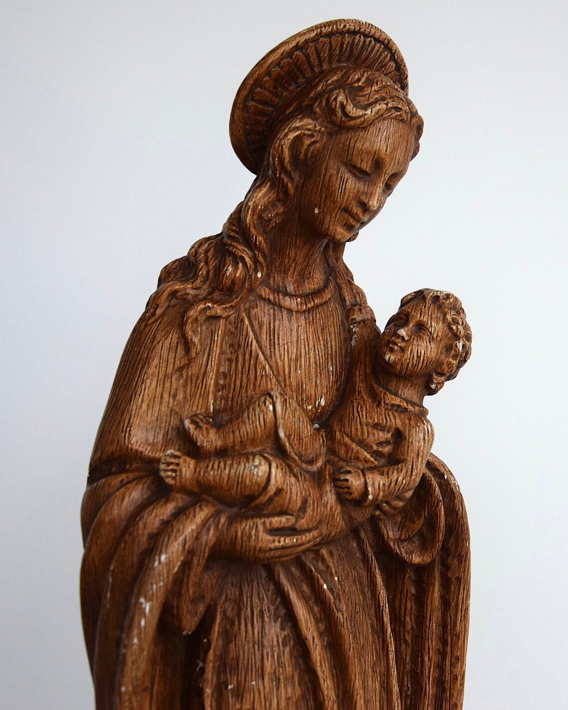 Italian Art Deco XL "guelfi" Virgin Mary With Child Jesus Statue - Hand ...
