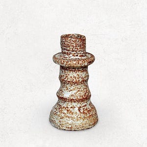 20th C. Modern "PLEM" Ceramic Relief Candle Holder - Made in Belgium - Signed by Artist Piet Lemahieu - (5.50 inch / 14 cm)