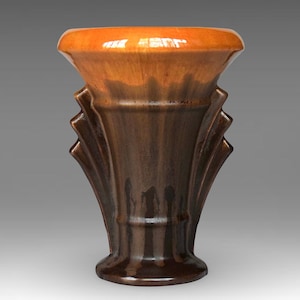 Belgian Art Deco &quot;Faïencerie de Thulin&quot; Ceramic Drip Glaze Vase - Made in Belgium - (8.25 inch / 21 cm)
