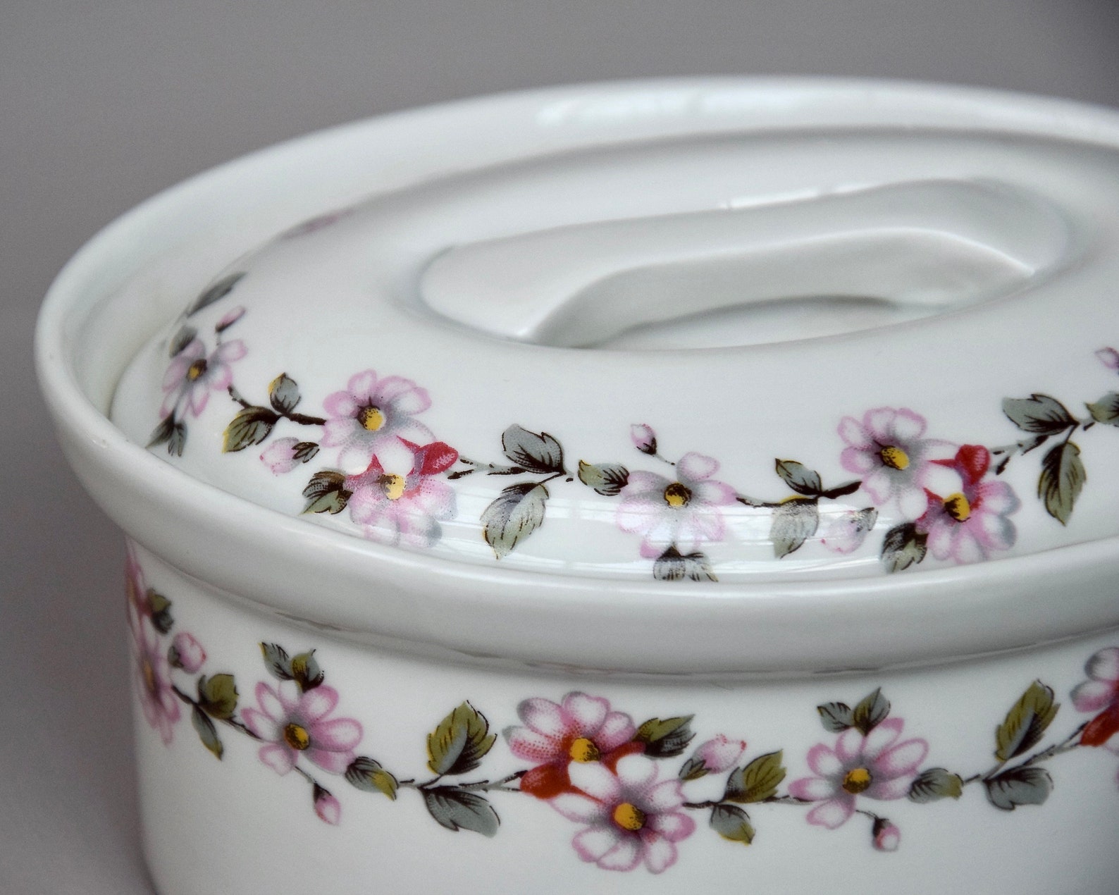 8 Ramequins Pillivuyt Avec Couvercle – Porcelaine à Feu – Décor Floral – Occasion