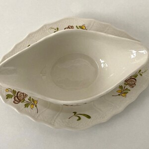 1985-1990 Belgian Manufacture Royale de la Louvière Boch Ceramic Sauce Boat Floral Decor Made in Belgium 10.25 inch / 26 cm image 6