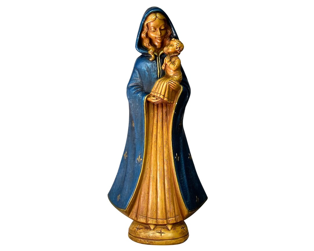 Italian Large Religious Art Deco Virgin Mary With Child Jesus - Etsy