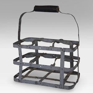 French Authentic "Milk Bottle Crate" - 6 Bottle Carrier - France - (15 inch / 38 cm)