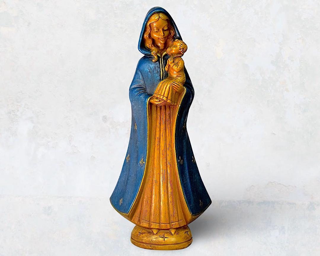 Italian Art Deco "merlini" Large Religious "virgin Mary With Child ...