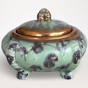 Rare 1954-1968 MCM "Scheurich & Greulich" Footed Bonbonnière / Lidded Trinket Box - Made in West Germany - (7 inch / 18 cm)