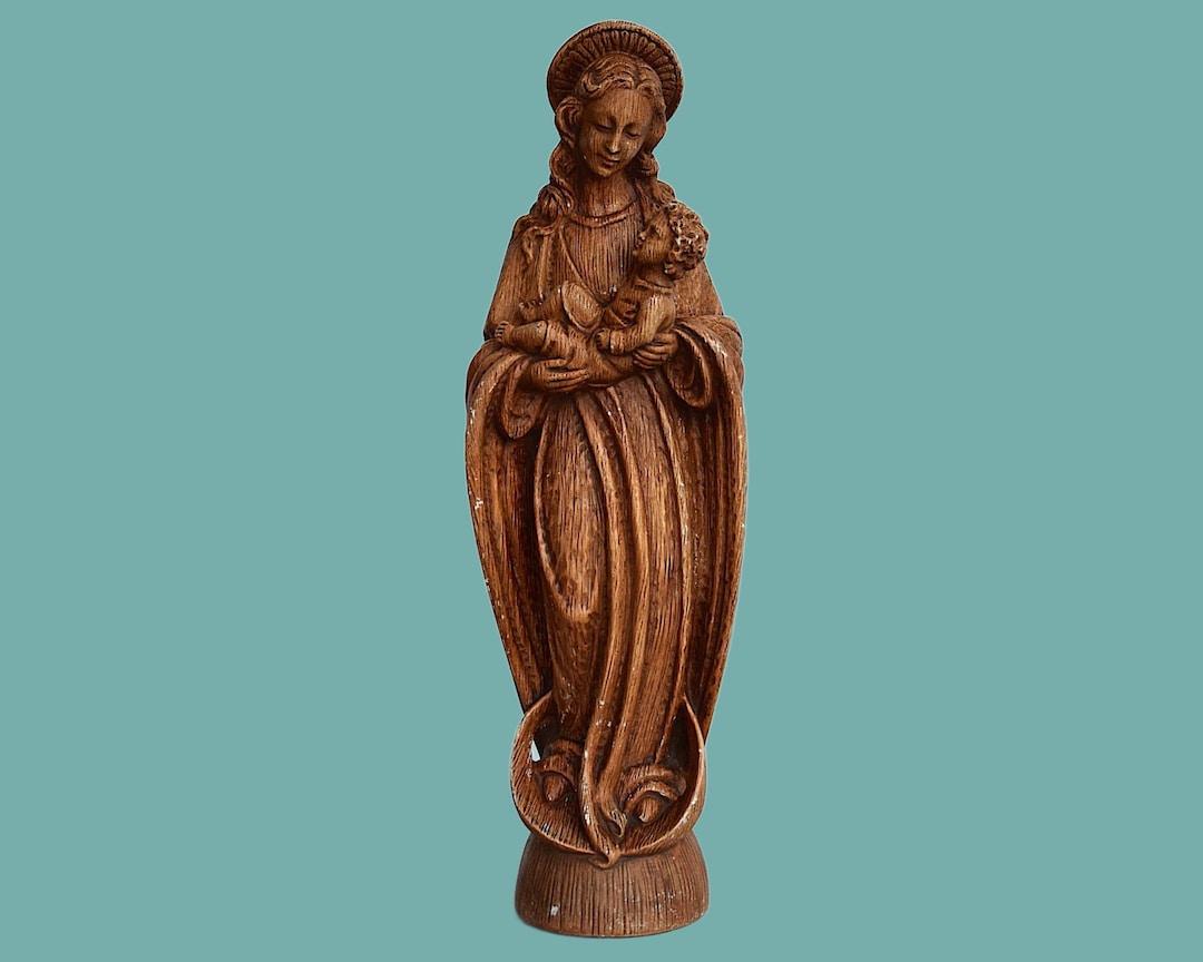 Italian Art Deco XL guelfi Virgin Mary With Child Jesus Statue Hand ...