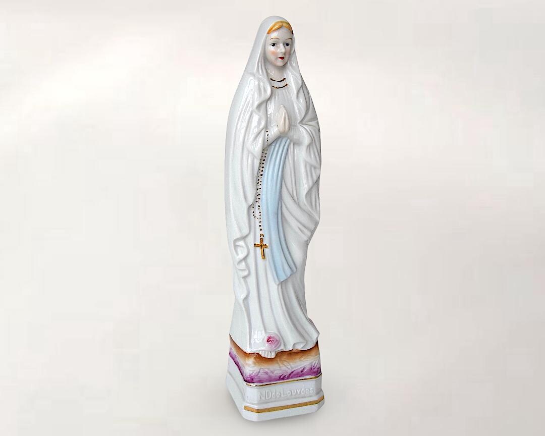 French Madonna "notre Dame De Lourdes" Ceramic Souvenir Statue - Gilded ...