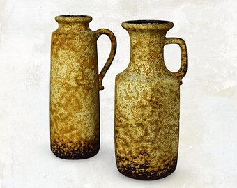 West German Fat Lava Handled Vase 401-28 Vintage Midcentury