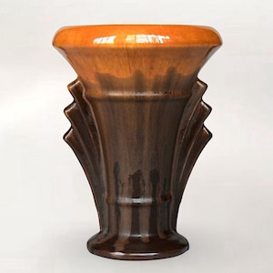 Belgian Art Deco "Faïencerie de Thulin" Ceramic Drip Glaze Vase - Made in Belgium - (8.25 inch / 21 cm)