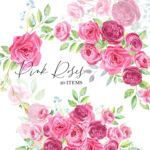 Watercolor pale pink, dusty roses bouquet,floral clipart, mother's day card, wedding ivivation, plant. Hand painted, PNG