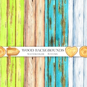 Aquarel Houten Achtergrond, Kleurrijke Houten clipart, Wegwijzers, Lente, Instant Download, digitale PNG