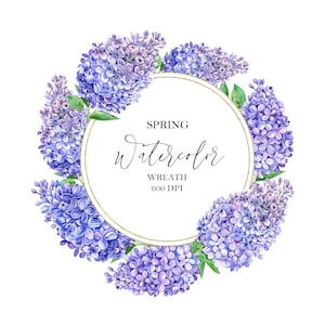 Acuarela Corona lila, flor azul, color lila, marco floral, tarjetas de boda, invitación de cumpleaños, San Valentín, Clipart digital PNG