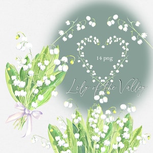 Lelietje-van-dalen vintage bloemen clipart, tuin, mei, pasen, tuin, moederdag kaart. Aquarel bruiloft