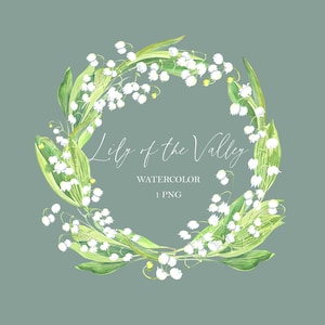 Lily of the valley vintage floral wreath clipart, garden,may, easter, garden, mother's day card. Watercolor wedding
