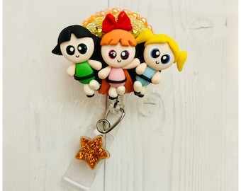 Tecknad Girl power superhjältar badge rulle
