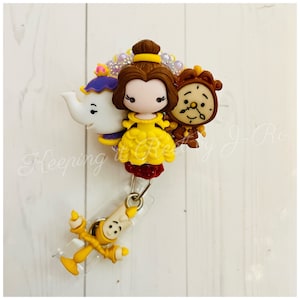 Cute Beauty and Beast friends themed badge reel