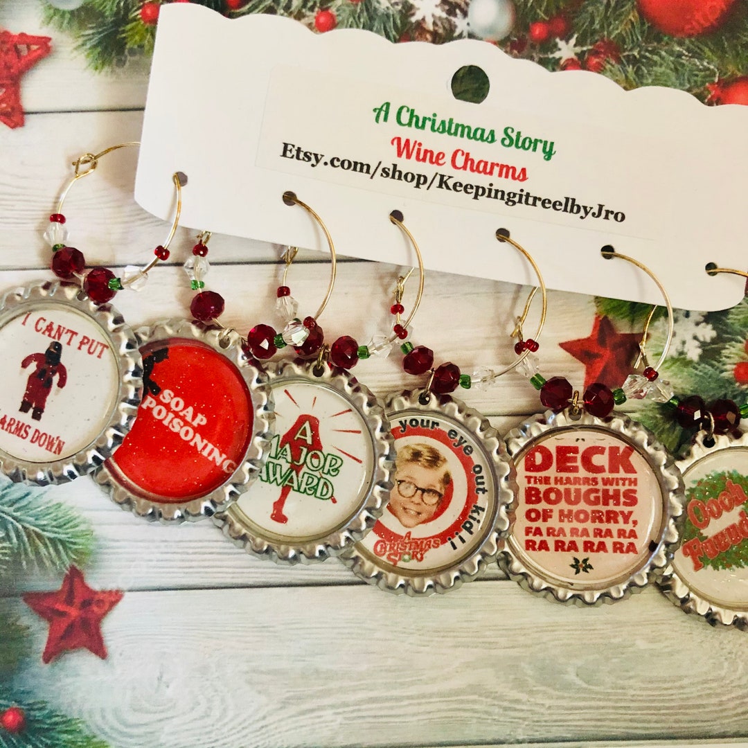 A Christmas Story Themed Wine Charms Etsy