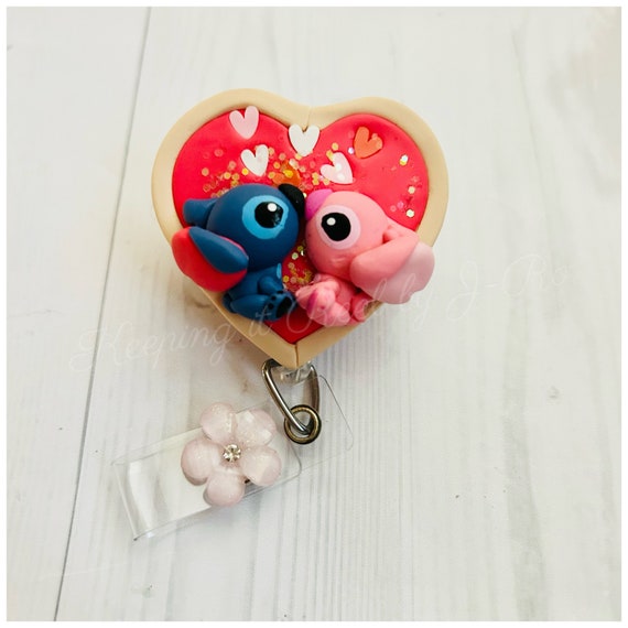 Blue Alien Stitch and Girlfriend Badge Reel 