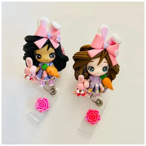 Easter Bunny Girl Badge Reel: Spring Work Accessory