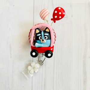 Blue healer cartoon friends badge reel