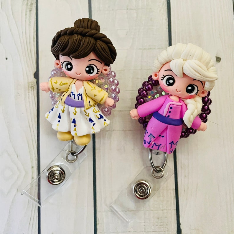 Anna Elsa princess coronation themed badge reel