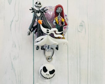 Jack Sally and Ghost dog themed badge reel