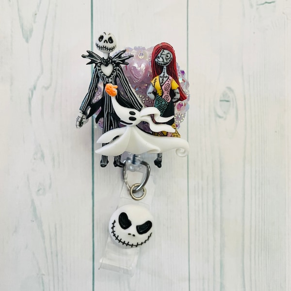 Jack Sally and Ghost dog themed badge reel