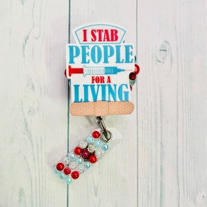 Funny nurse or phlebotomist themed badge reel