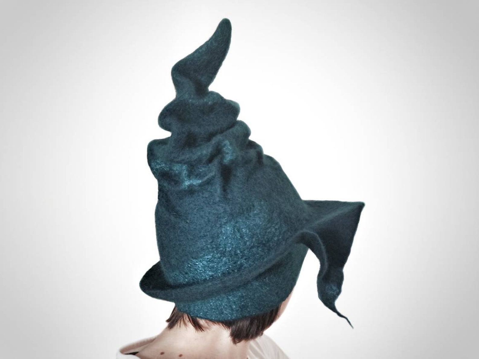 Green witch hat wool modern wizard hat felt emerald magic Etsy