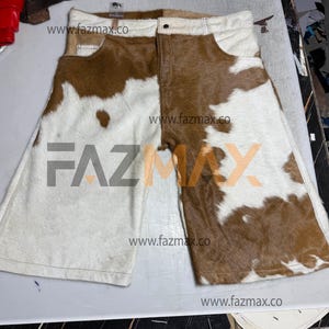 Cowhide Leather Shorts Men Women Hair On Hide Festival Rodeo Short Western Style Fur Shorts Custom Size Fazmax