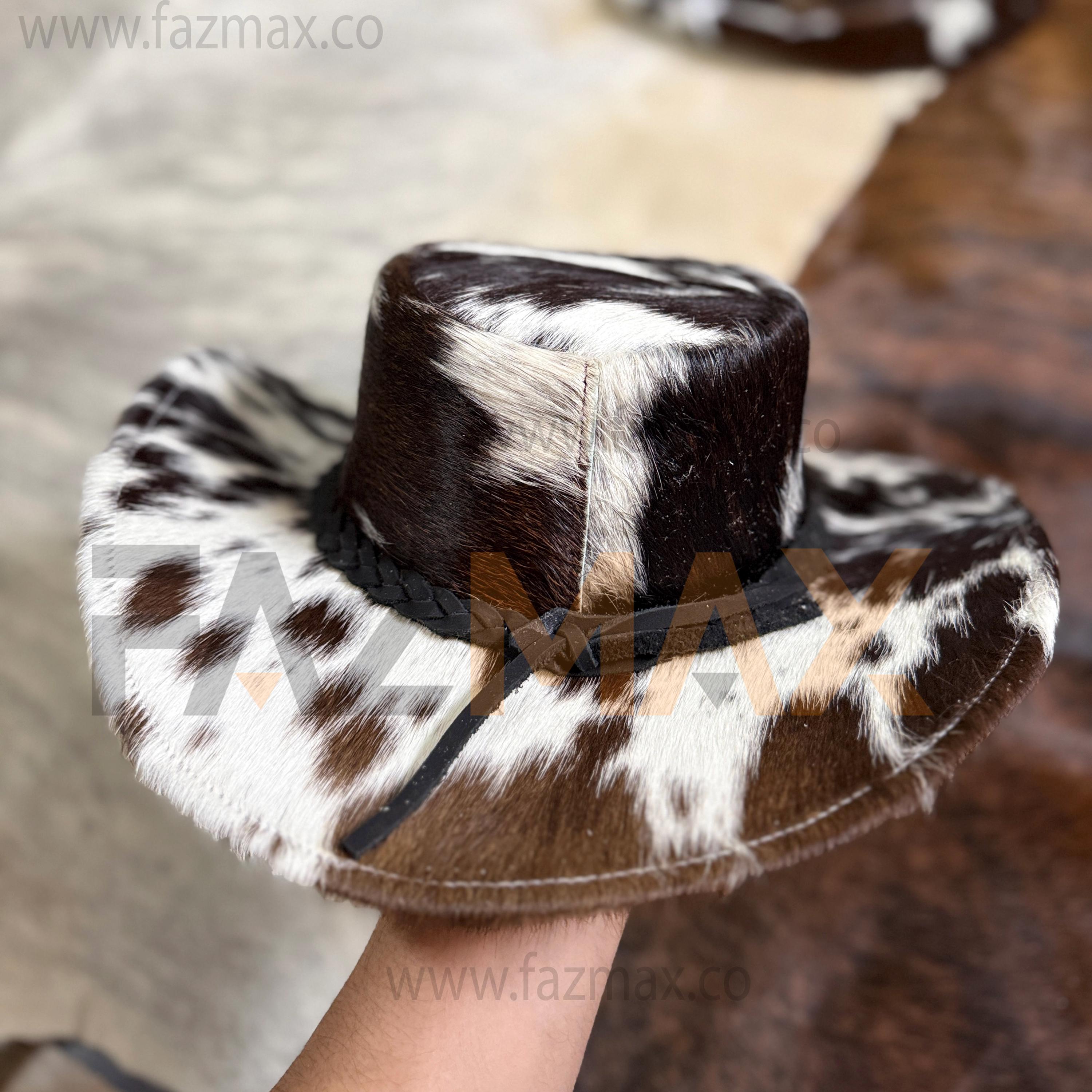 Cuatrero Genuine Cowhide Leather Western Cowgirl Hat Brown White M Women main image 3