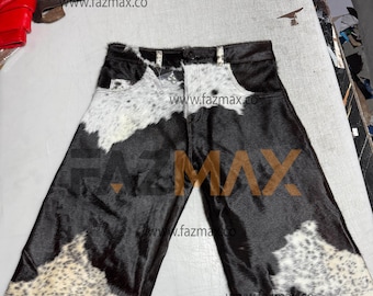 Hair On Hide Leather Shorts: Cowhide Western Rodeo Festival Style