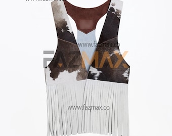 Handgefertigte Rindsleder Fransenweste - Western Boho Cowgirl Style