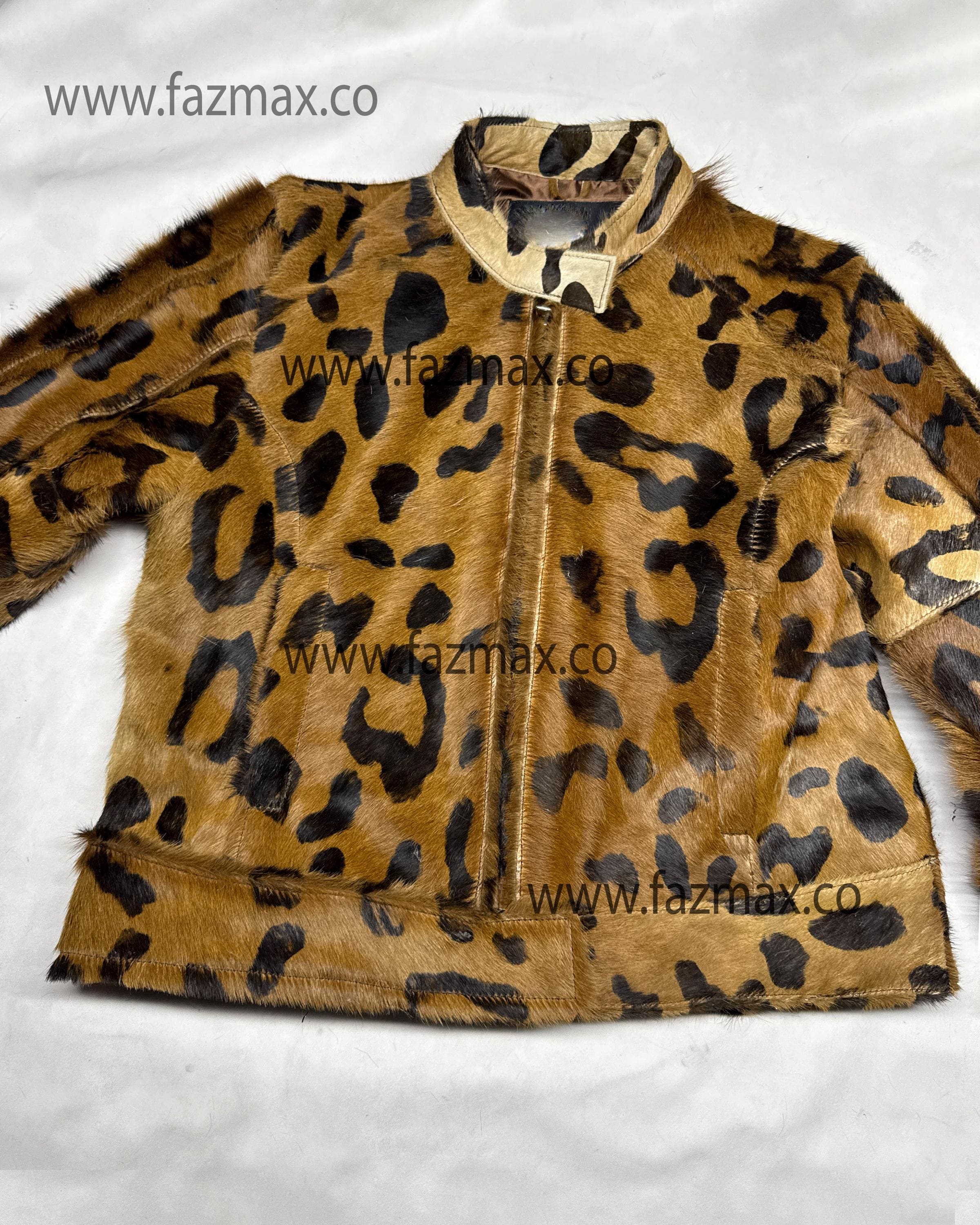 ジャケット・アウター vintage leopard design far long coat DJBM Women's Sexy Elegant Vintage Leopard Print Lapel Faux
