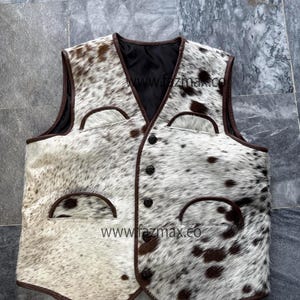 Handgefertigte natürliche Rindsleder Weste | Western Cowboy Weste | Bikerweste | Rodeo Lederweste | Vintage Gothic Weste | Braune Weste aus Fazmax
