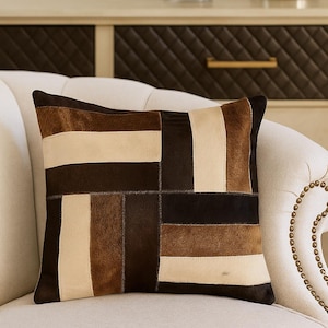 Handmade Hair-On Cowhide Pillow Cover: Ranch Style Decor