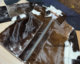 Handmade Cowhide Hair-On Leather Western Jacket - Fazmax