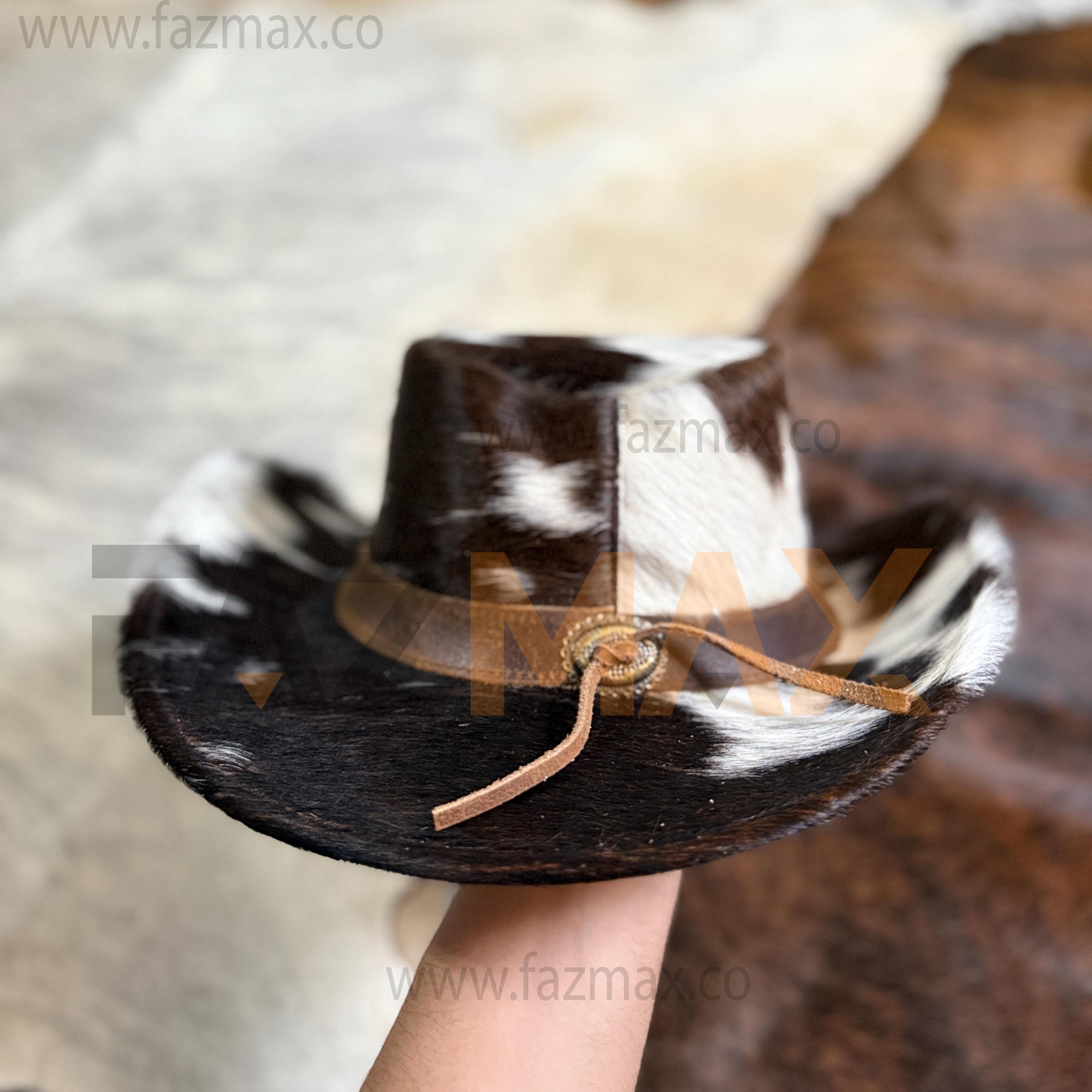 Handmade Cowhide Hair-on Leather Cowboy Hat: Western Style - Etsy