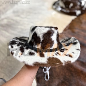 Handmade Cowhide Hair-On Leather Cowboy Hat: Western Style