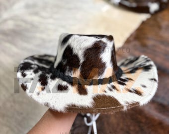 Handmade Cowhide Hair-On Leather Cowboy Hat: Western Style