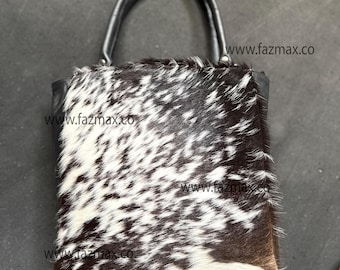 Bolsa tote de couro com pelo de vaca: bolsa estilo boho ocidental