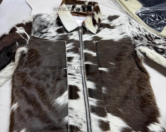 Cowhide Hair-On Trucker Jacket: Handcrafted Western Leather Jacket