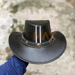 Handmade Genuine Leather Cowboy Hat: Rustic Western Rodeo Style