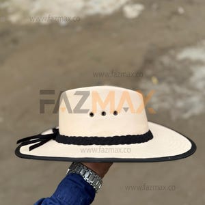 Handmade Brown Leather Cowboy Hat Western Style Outback Hat for Men & Women Rustic Vintage Rancher Hat with Braided Band Gifts Idea fazmax